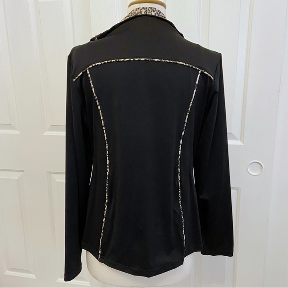 Black Zip-Up Athletic Jacket w/Leopard Trim by NEIMAN MARCUS - Picture 12 of 15